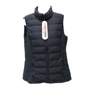 NWT HeatKeep Women's Full Zip Packable Down Puffer Vest, Dark Blue, M